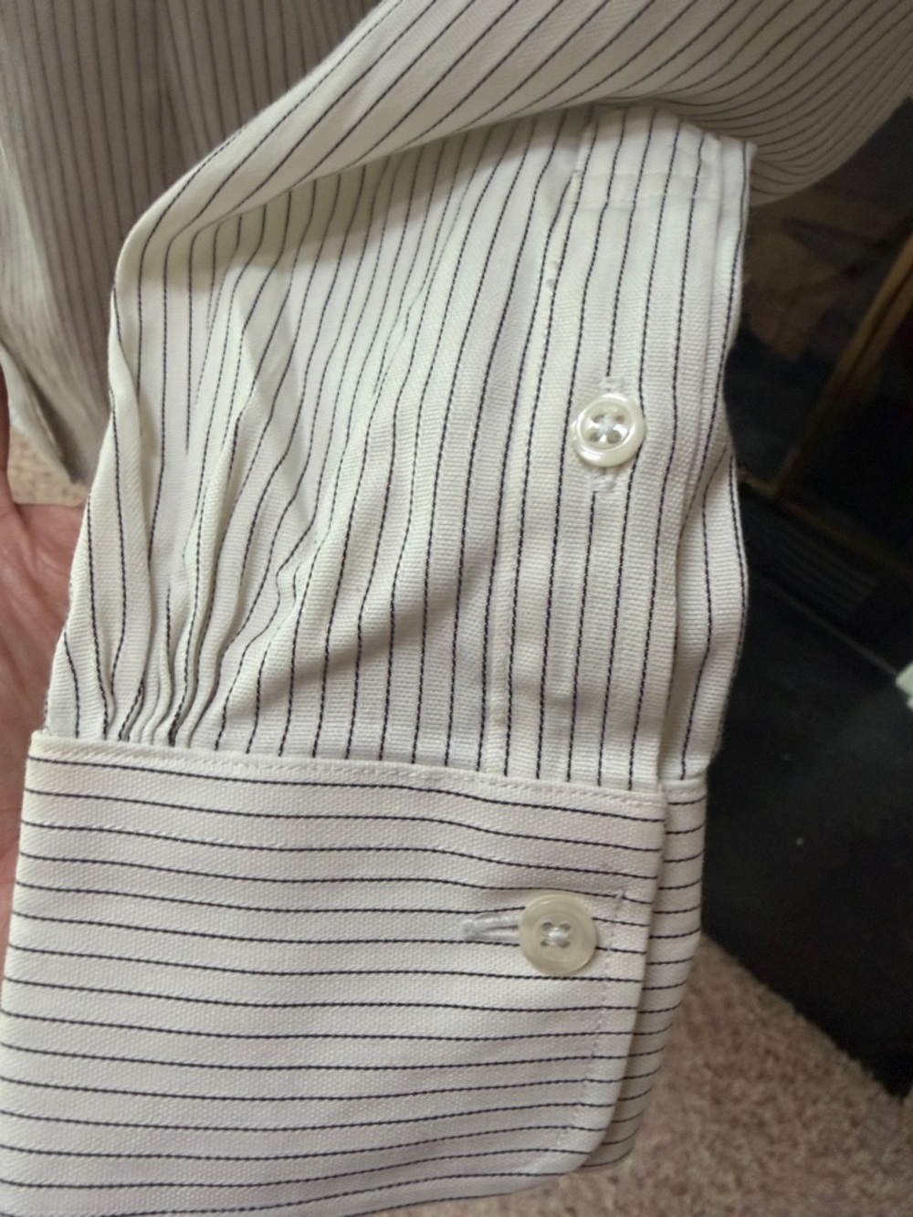 Brooks Brothers White Shirt with Thin Gray Pinstripes - Picture 2 of 5